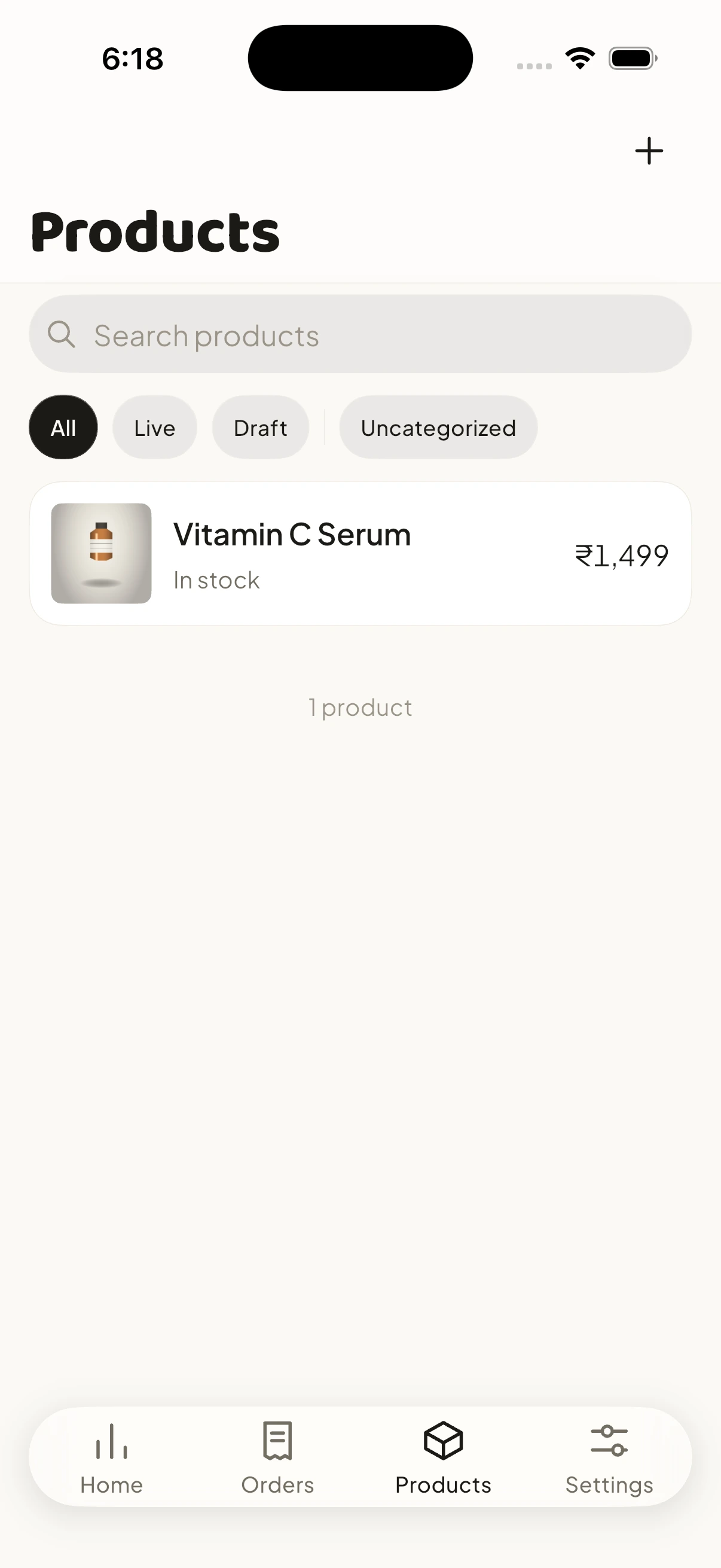 Florix app product catalogue with skincare products