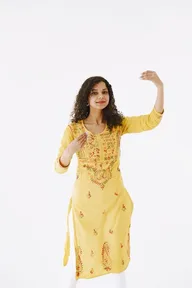 Lemon chikankari kurta from the collection